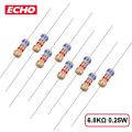100pcs- Carbon Film Fixed Resistor Resistance 6.8K Ohm (Ω) 1/4Watt Tolerance 5%. 