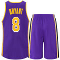 Lakers No.8 Kobe Bryant Mesh Embroidery Commemorative Yellow Purple White Round Neck Basketball Jersey Set.