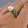 1PC Fashion Vintage Inlaid White Pearl Ring Gold Plated Ladies Ring Jewelry Wedding Ring Engagement Ring Rings For Women.