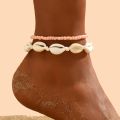 Boho Summer Ocean Beach Adjustable String Anklets Macrame Mussel Sea Shell Cowrie Beaded Chain Ankle Bracelet on Leg for Women. 