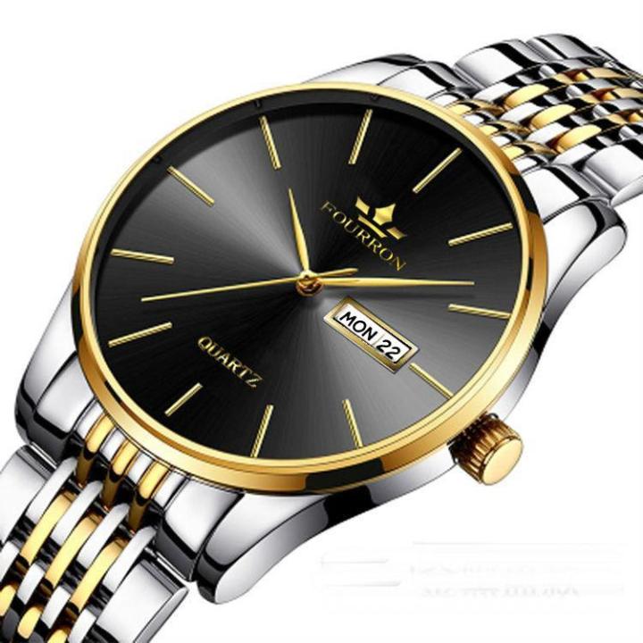 FOURRON%20Men's%20Fashion%20Business%20Watch%20Calendar%20Waterproof%20Stainless%20Steel%20Strap%20Simple%20Thin%20Dial%20Fashion%20Quartz%20Watch%20-%20Image%202