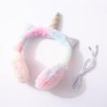 Children's cartoon unicorn color headphones winter cold/ warm earmuffs music headsets. 