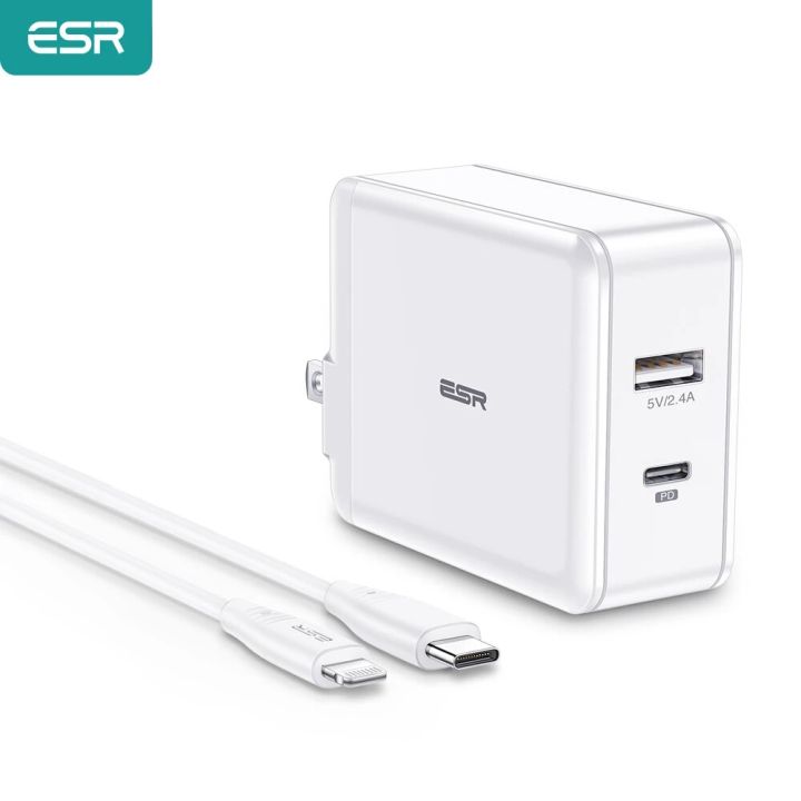 ESR 30W Power Delivery Charger Type C to Lightning Cable Fast Charger Plug USB C PD Charger 5V for MFi Charger for iPad iPhone