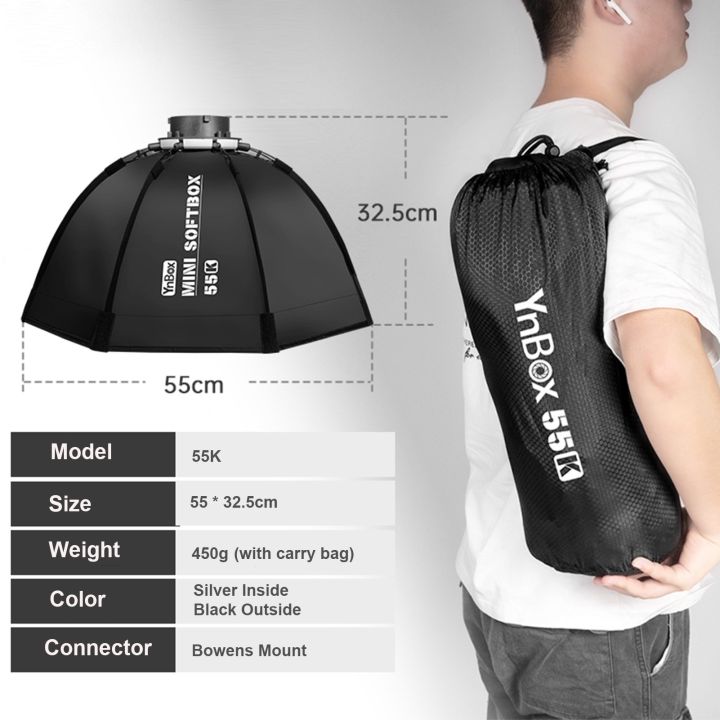 YnBox%2055K%2055cm/22in%20Octagon%20Photography%20Softbox%20with%20Bowens%20Mount%20Removeable%20Diffuser%20Carrying%20Bag%20-%20Image%206