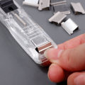 Staple Metal Clip Push Hand Paper Clipper With Refill Fixing Organizing Stapler Reusable Push Clamp For Document File Stationery. 