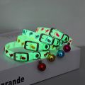 Glow at Night Dogs Cats Adjustable Necklace Pet Glowing Collars with Bells Safety Night Walking Luminous Collar Supplies B03E. 