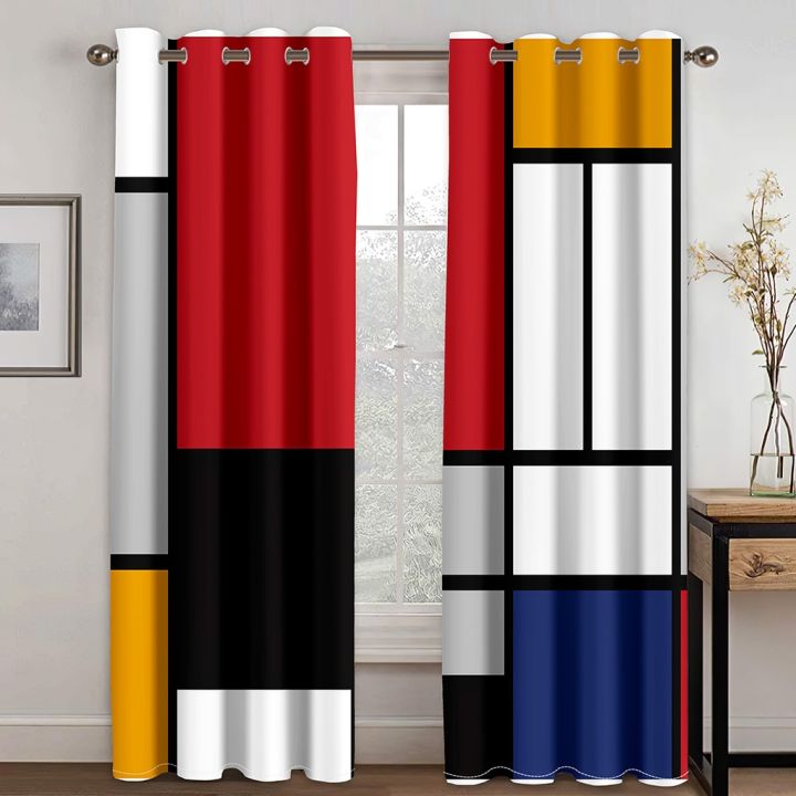 270*240%20Cheap%20Abstract%20Geometric%20Black%20Red%20Modern%20Thin%20Two%20Windows%20Curtains%20for%20Living%20Room%20Bedroom%20Decor%202%20Pieces%20-%20Image%206