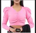 Women's Short Body Crop Top with Long Sleeves - Premium Stitching.