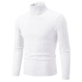 Autumn and Winter New Men's High Neck Sweater Solid Color Pullover Knitted Tight Warm Top Casual Versatile Inner Matching Item. 