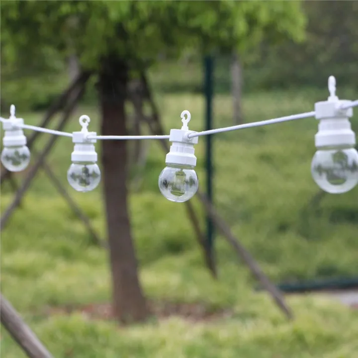 13m LED Globe Festoon Gtring Light Fairy Outdoor Wedding Garden Party Patio Decor String Light White Wire For Hang Camping--Transparent bulb-- 220V