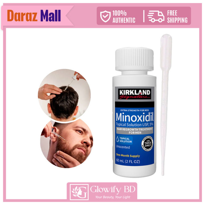 Kirkland Minoxidil 5% Topical Solution Extra Strength Beard & Hair Regrowth Treatment 60ml 1 Month Supply