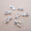 925 sterling silver 10PCS Lot Size S-M-L Handmade Jewelry Findings 925 Stamped Silver Bail Connector Bale Pinch Clasp Pendant.
