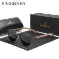KINGSEVEN 2022 New Handmade Walnut Wood Round Sunglasses Men Women Polarized Mirror Sun Glasses Male Steampunk Shades Oculos. 