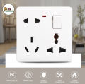 6 Pin Multi Gang Socket with Indicator 3 pin & 2 Pin Multi Function Universal Wall Switch Socket.