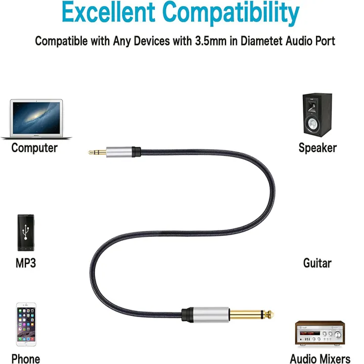 ROWEQPP%203.5mm%20TRS%20To%206.5mm%20TS%20Cable%20Mono%20To%20Stereo%20Interconnect%20Adapter%20Cable%201.5%20Meter%20Compatible%20For%20IPhone%20PC%20Home%20Stereo%20System%20-%20Image%208