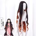 Kimetsu No Yaiba Stove Door Nezuko wig Black Gradient Orange Long Curly Hair Color Matching Anime cos Wig Full-Head Wig. 