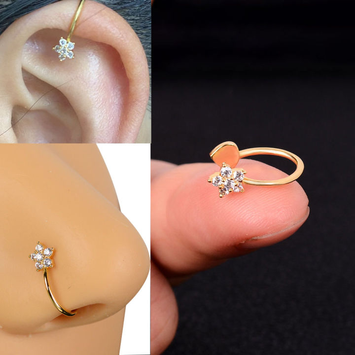 1Pcs New Crystal Zircon Butterfly Clip On Nose Ring Flower Nose Piercing Clip On Earrings Nose Clip Piercing Jewelry