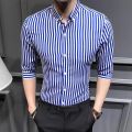 2023 New Shirts for Men Clothing Korean Slim Fit Half Sleeve Shirt Mens Casual Plus Size Business Formal Wear Chemise Homme 5XL.