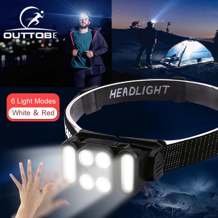 Outtobe Headlamp Mini Induction Headlight USB Rechargeable Headlights Free Adjustable Headlamps Waterproof Work Light Emergency Head-mounted Lamp for Camping Outdoor Running Fishing Hiking