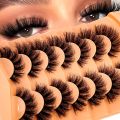New 7 Pairs Eyelashes Makeup Soft Fluffy 3D Mink False Eyelashes Thick Handmade Volume Mink Lashes Faux Natural Lashes Tool.