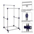 Double pole telescopic folding clothes rack with shelves ,clothes rack, double pole cloth rack, modern cloth rack,stainless steel cloth rack,cloth stand,Double Pole Telescopic Clothes Rail Mixer Mog. 