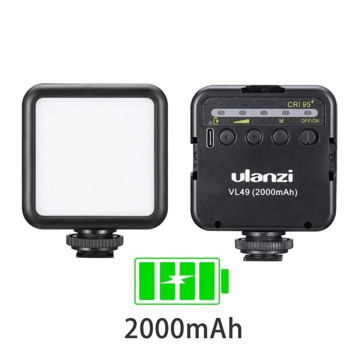 Ulanzi VL49 6W Mini LED Video Light 2000mAh Built-in Battery 5500K Photographic Lighting for Camera and Gopro