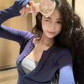 Pure Hot Girl Slim Fit V Collar Sling Outer Long-Sleeves Women's Spring 2024 New Tight Slimming Two-Piece Suit. 
