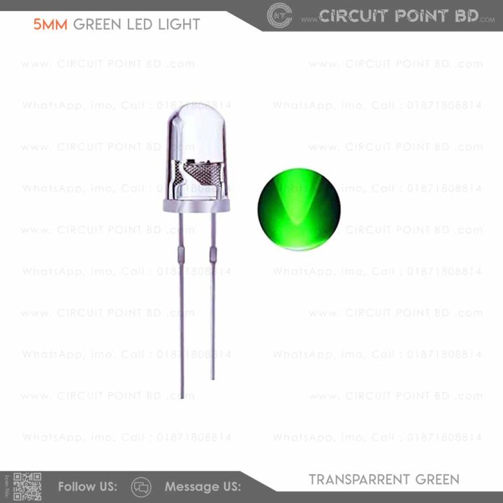 100%20Pcs%20-%20DC%205mm%20Green%20LED%20Light%20Round%20Transparent%20(Bright)%20100%20Pcs%20Pack.%20Indicator%20LED,%20Lighting,%20DIY%20or%20General%20Purpose%20LED.%20-%20Image%202