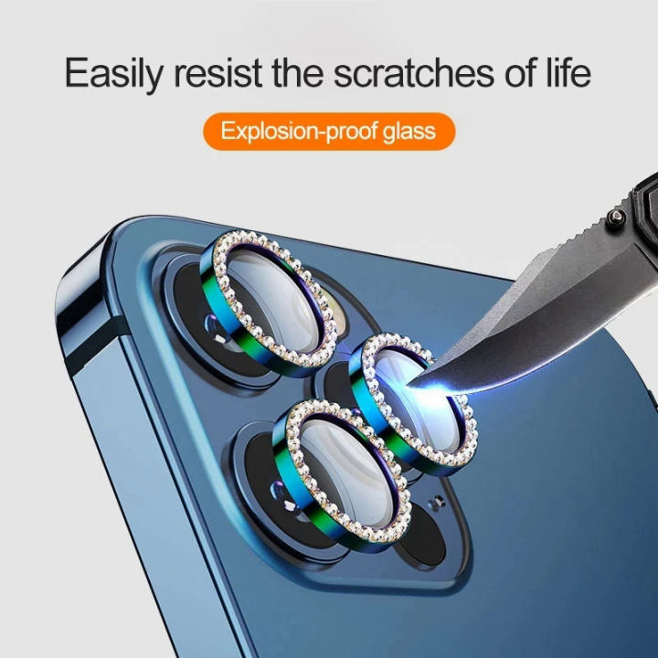 For iPhone 15 Pro Max /15 pro Diamond Camera Lens Protectors Camera Metal Ring Glass for iPhone 15 pro max/15 pro Protective Cap