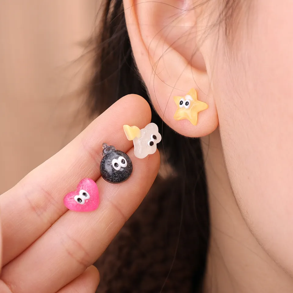 5Pcs/Set Korean Cute Earrings Set Girls Sweet Trendy Cartoon