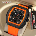 SANDA 6157 brand's new electronic watch digital multifunctional fashion trend men's watch silicone waterproof alarm clock men. 