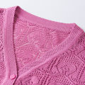 Middle-Aged and Elderly Women's Clothing Spring, Autumn and Summer Wear Mother's Clothing Thin Mesh Shirt Hollow outVCollar Sweater Blouse Sweater Coat Cardigan. 