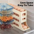 4 Tiers Egg Holder for Fridge - Auto Rolling Fridge Egg Organizer, Space-Saving Egg Dispenser Holder, 30 Eggs Container Large Capacity Egg Dispenser for Refrigerator（1 Pack). 