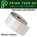 "Premium Barcode Sticker Roll 50mm x 25mm, DT, Core 1.5 Inch, 1000 Pcs Per Roll - White, Highly Adhesive (1 Roll)". 