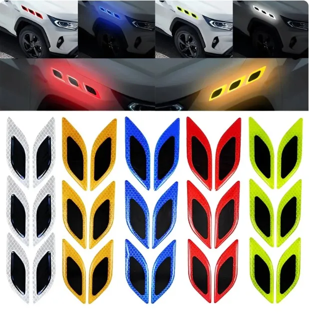 6Pcs/Set%20Reflective%20Car%20Stickers%20Carbon%20Fiber%20Decals%20Warning%20Reflective%20Strips%20-%20Image%203