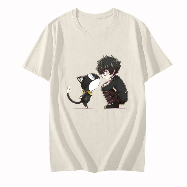 Persona%205%20Morgana%20Mysterious%20Black%20Cat%20T-shirts%20MEN%20Amamiya%20Ren%20Tshirts%20100%25%20Cotton%20High%20Quality%20T%20Shirts%20Comfortable%20Casual%20Top%20-%20Image%203