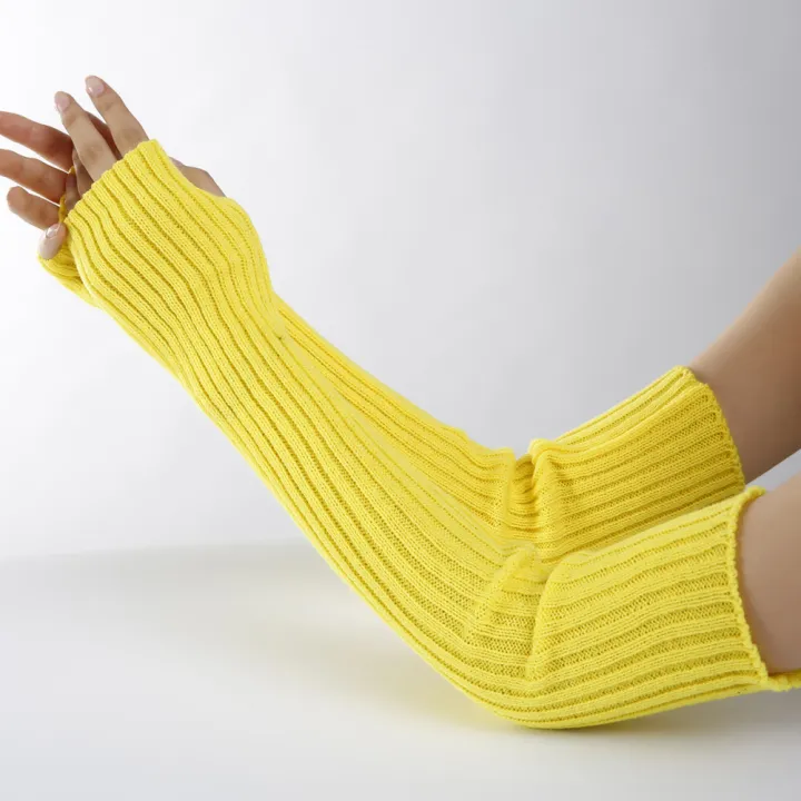 Women%20Stretchy%20Sleeve%20Fingerless%20Gloves%20Warm%20Knitted%20Mittens%20Arm%20Warmers%20-%20Image%203