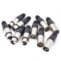 20Pcs 3 Pin XLR Solder Type Connector 5 Male + 5 Female Plug Cable Connector Microphone Audio Socket.