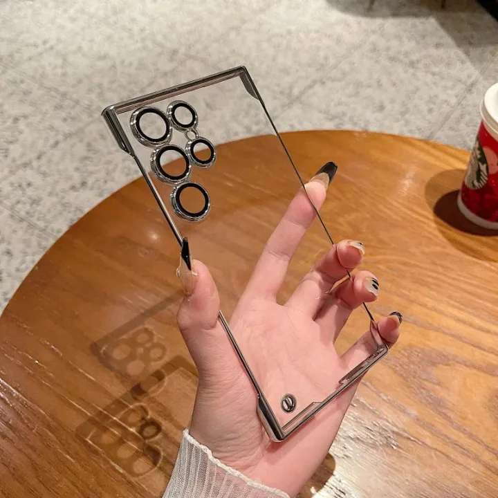 HODON%20Luxury%20Plating%20Slim%20Thin%20Frameless%20Transparent%20Phone%20Case%20For%20Samsung%20S26%20S25%20S24%20S23%20S22%20Ultra%20S24%20Plus%20Cases%20Camera%20Protection%20Clear%20PC%20Hard%20Cover%20-%20Image%202