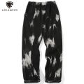 Aolamegs Jeans Men Tie Dye Print Diablo Style Denim Pants Baggy Elastic Waist Straight Trousers High Street Punk Cool Streetwear. 