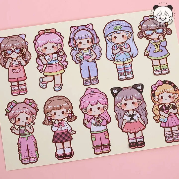 Tirado%20Duo%20Sauce%20Dressing%20House%20Sweet%20Cool%20Princess%20Wears%20Cute%20Girl%20Children%20Handheld%20Account%20Stickers%20-%20Image%204