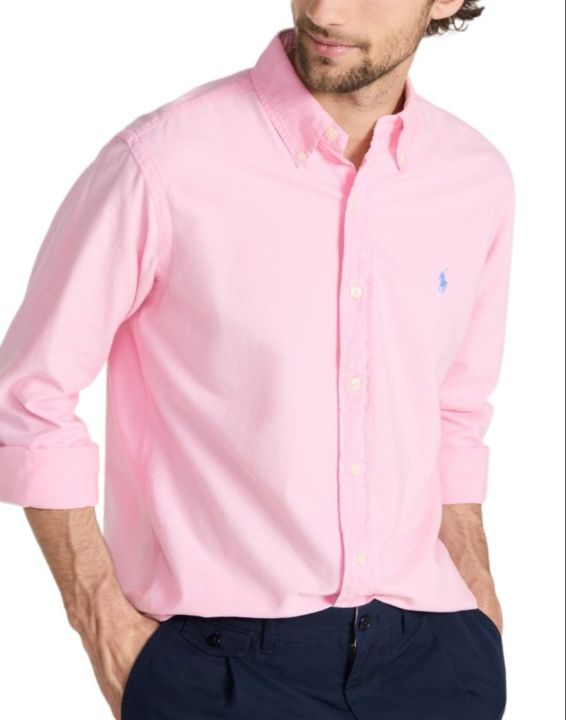 Man's cotton shirt full sleeve shirt Oxford shirt Ralph Lauren shirt - Pink