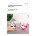 Double Wall Glass Cup Creative With Handles Heat Resistant Mug Dried Flower Filler Coffee Mug.