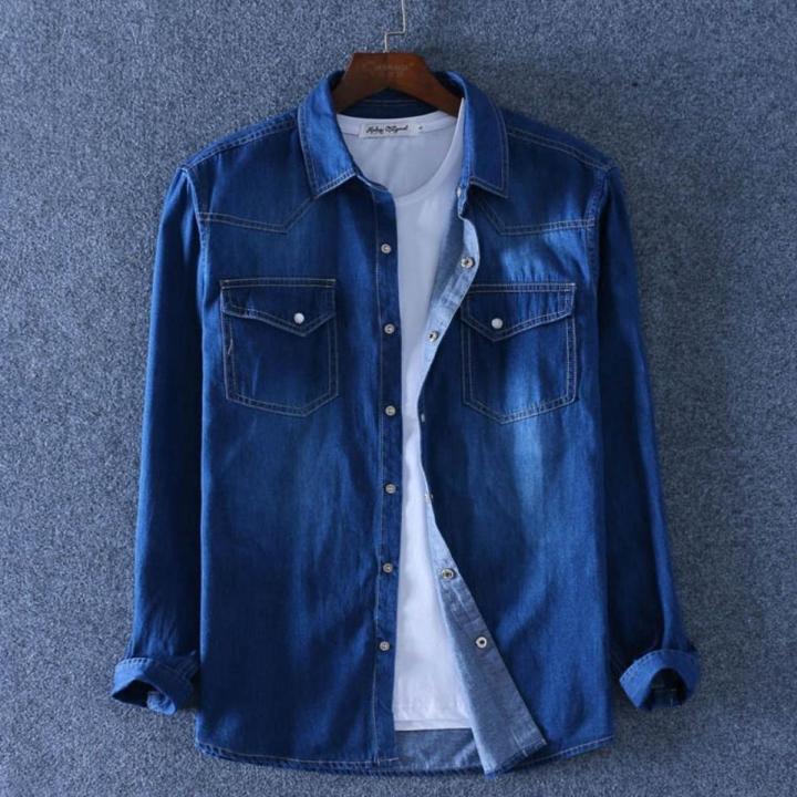 Denim Long Sleeve Casual Shirt for Men - Shirt For Men - Shirt