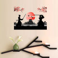 Transparent Background Decoration For Japanese Art With Ancient Design Of Samurai Training Wall Sticker Mural Living Room Decal.