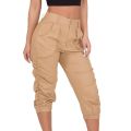 Cropped Rrousers 2021 Summer Women's Casual Harem Pants Beam Foot Pants Pocket Loose Fashion High Waist Solid Color Capris 3.