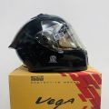 Vega Bolt Bunny Glossy Black full face helmet with dual certification.. 