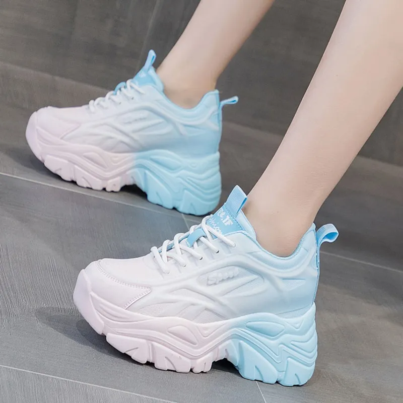 Women's Mix Color Chunky Sneakers 2023 Autumn Breathable Mesh
