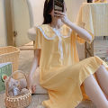 IELGY long nightdress Korean version ins summer pajamas women short-sleeved home service thin skirt. 