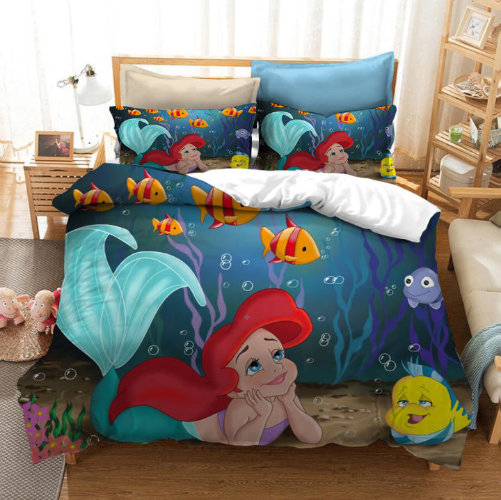 Disney%20Little%20Mermaid%20Ariel%20Bedding%20Sets%20Twin%20Full%20King%20Sizes%20Duvet%20Cover%20Pillowcases%20Home%20Decor%20For%20Girls%20Kids%20Bed%20-%20Image%203